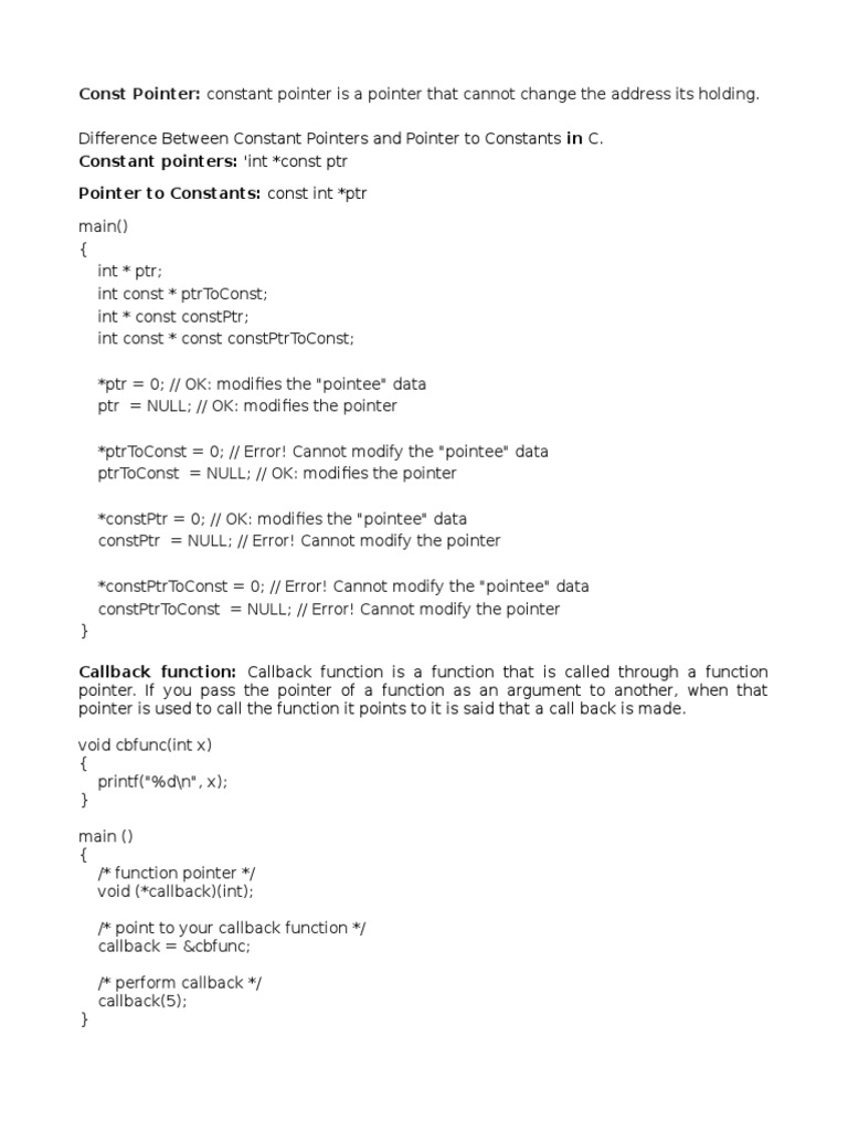 Constant Pointers vs. Pointers to Constants in C | PDF