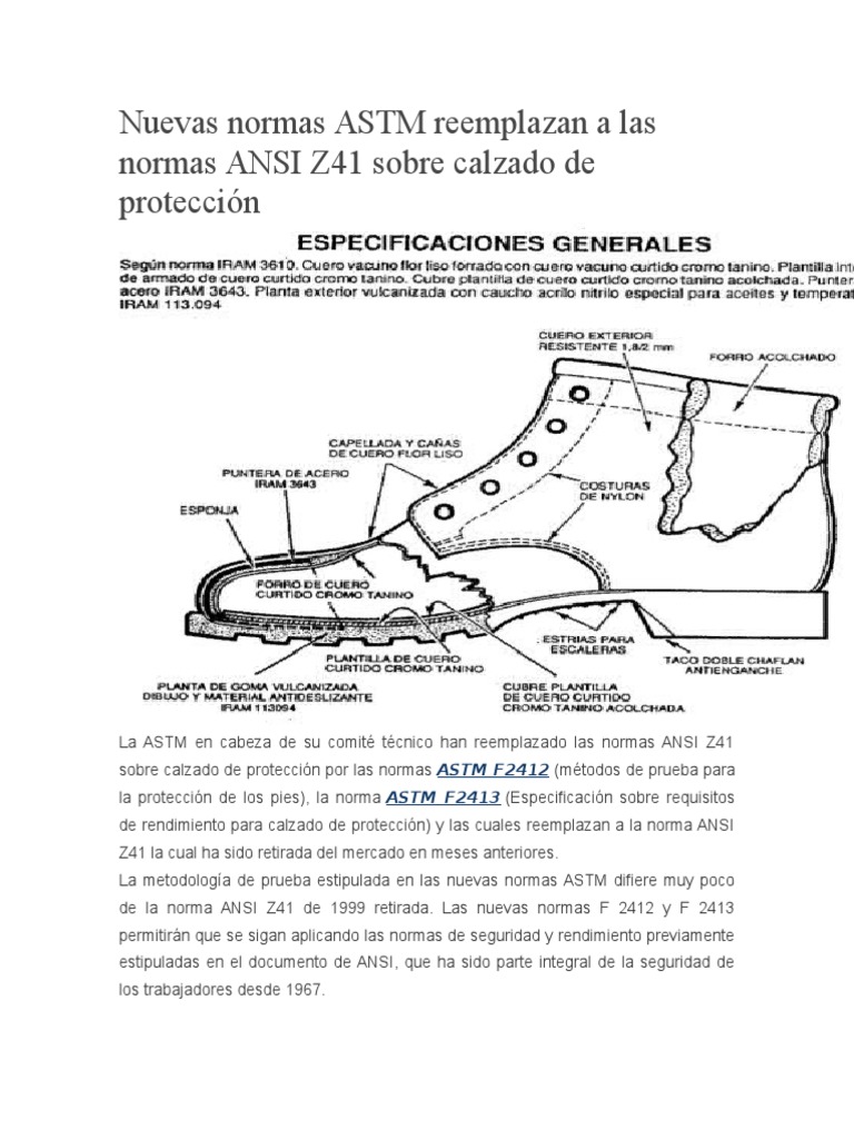 Nuevas Normas ASTM Reemplazan A Las Normas ANSI Z41 Sobre Calzado de