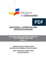 02 National Curriculum Specifications EFL Level A1 Agosto 2014