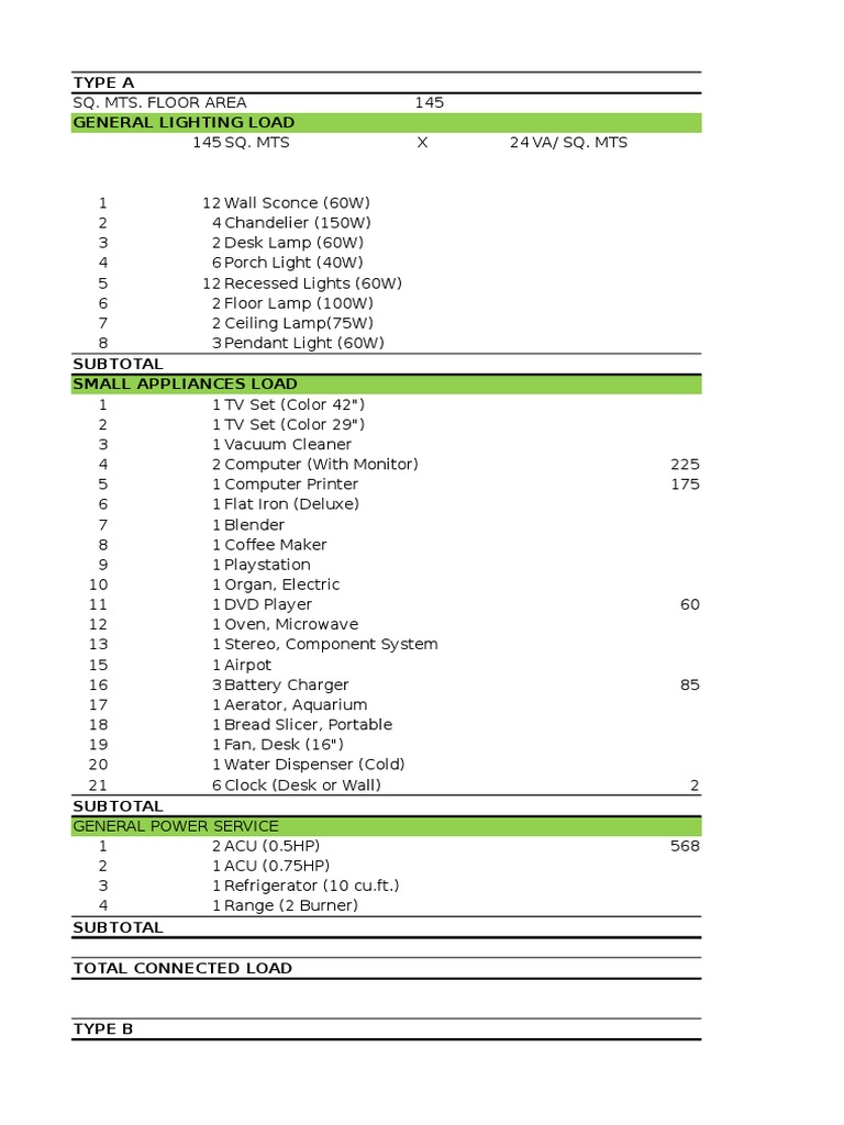 Type A General Lighting Load PDF Incandescent Light Bulb