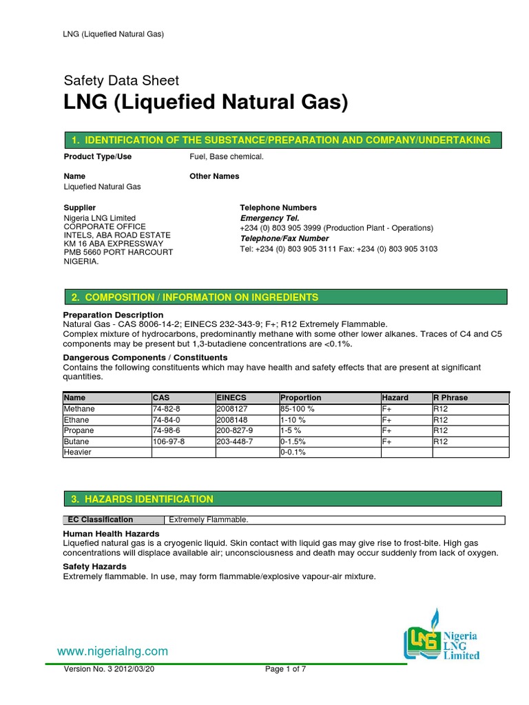 msdseng Liquefied Natural Gas Dangerous Goods