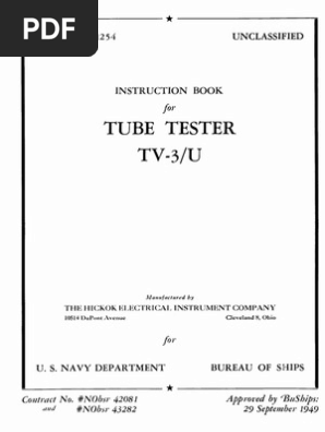 Hickok TV-3U Tube Tester Manual | PDF
