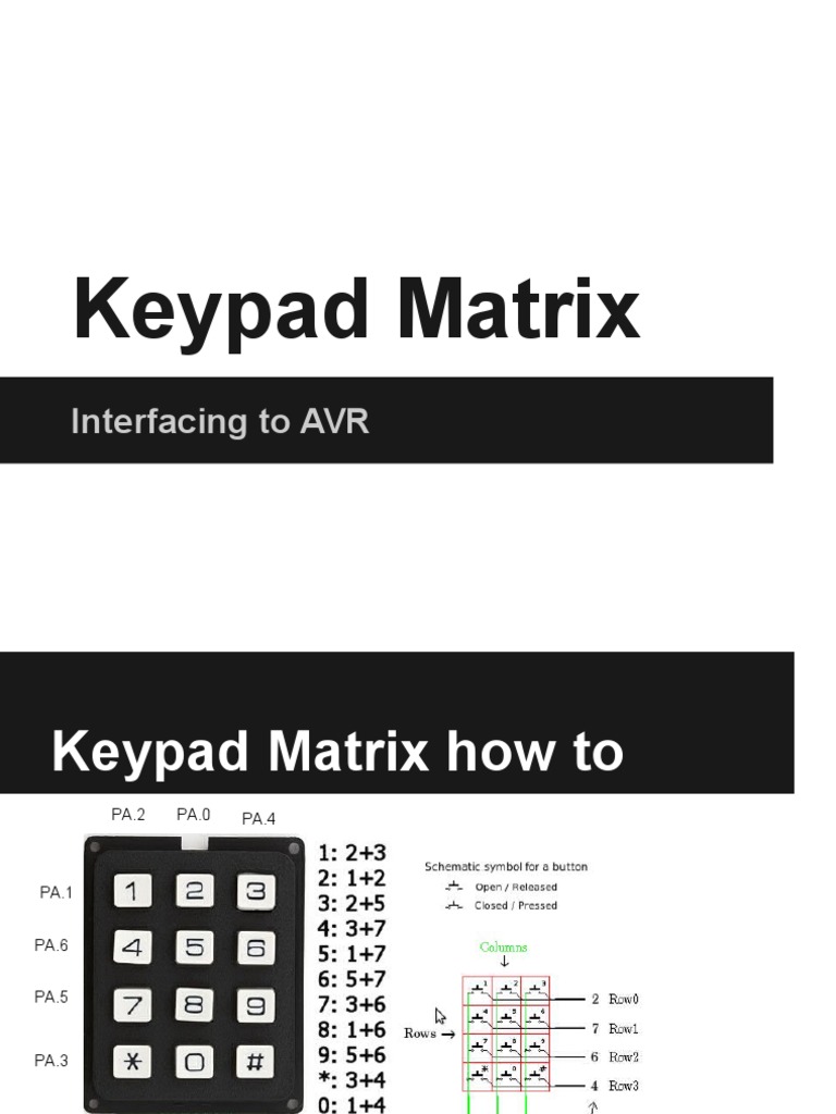 Keypad Matrix: Interfacing To AVR | PDF | Teaching Methods & Materials