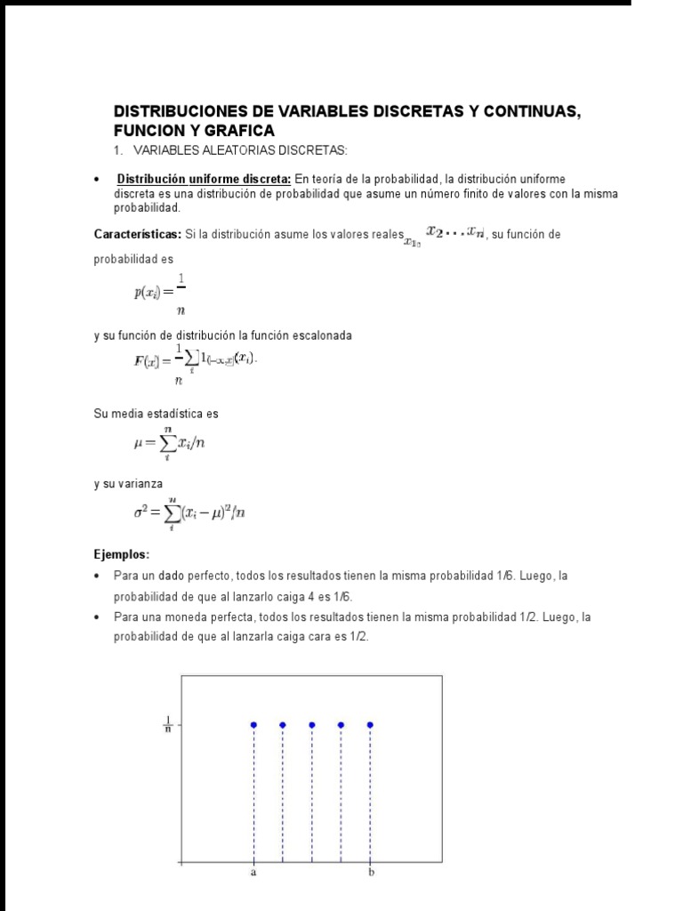 Distribuciones de Variables Discretas y Continuas | PDF | Distribución ...