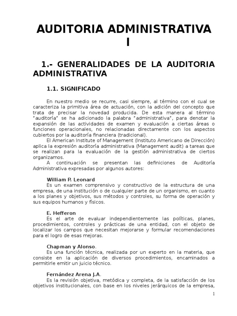 Importancia de la Auditoría Administrativa | PDF | Auditoría financiera ...