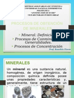 Procesos de obtención de minerales: Conminución y concentración