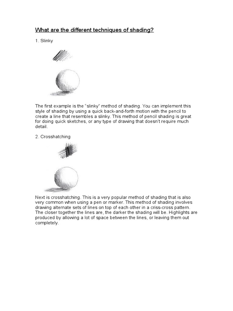 8 Essential Shading Techniques in Art | PDF | Drawing | Art Media