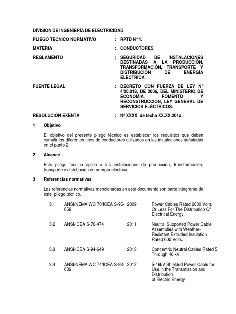 Pliego Tecnico Normativo-RPTD04 Conductores | PDF | Conductor electrico ...