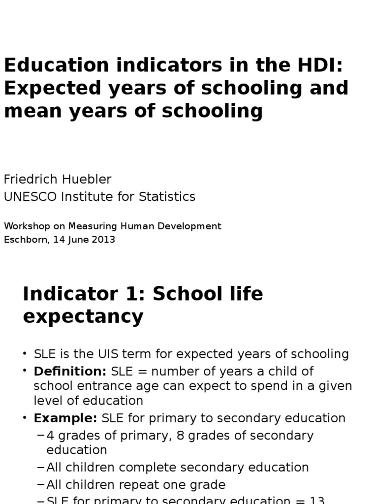 Expected And Mean Years Of Schooling