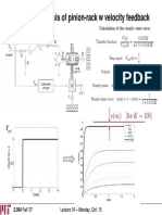 Last Week: Analysis of Pinion-Rack W Velocity Feedback: e ( ) (For K 100)