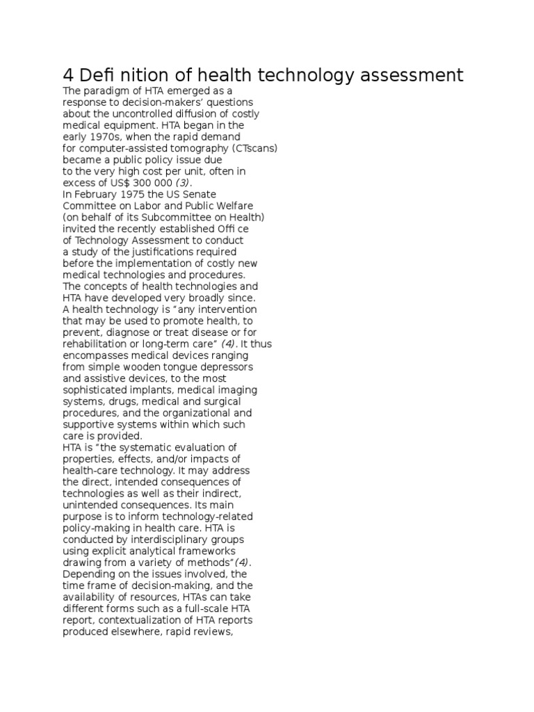 Health Technology Assessment Overview | PDF | Social Science