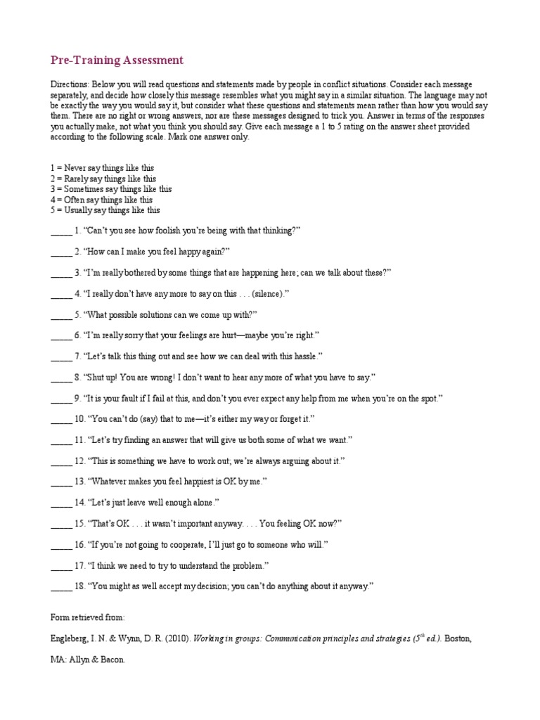 Pre-Training Assessment | PDF | Career & Growth