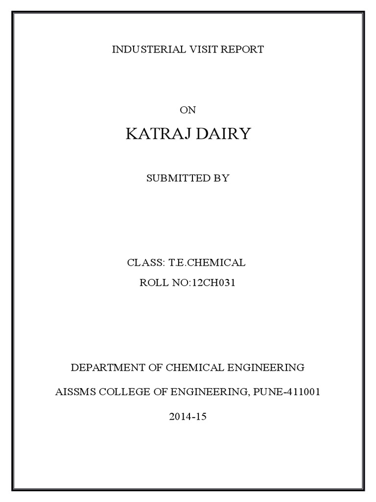 Katraj Dairy Industerial Visit Report PDF