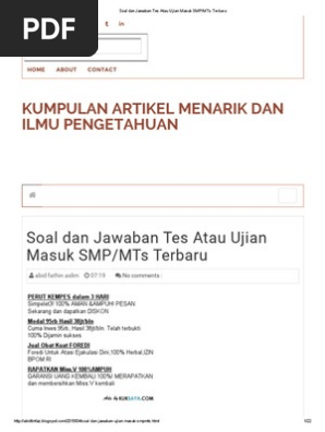 Soal Tes Masuk Kelas Akselerasi Smp Jawabanku Id