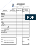 Individual Inventory of Existing School Classroom and Office Property