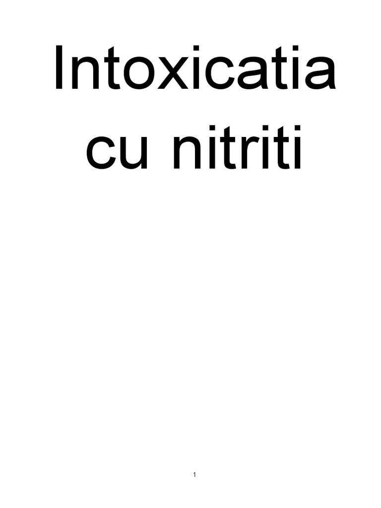 Intoxicatia Cu Nitriti | PDF