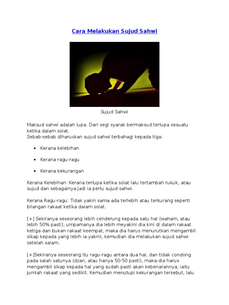 Cara Melakukan Sujud Sahwi Pdf