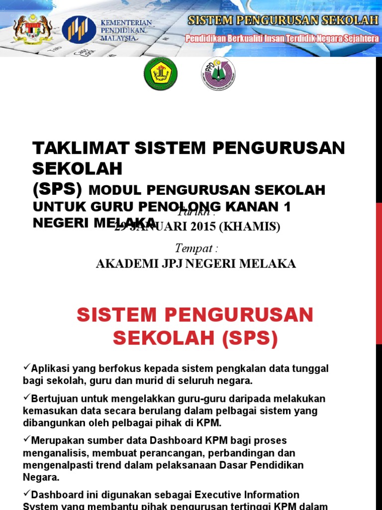 Taklimat Sistem Pengurusan Sekolah Pdf