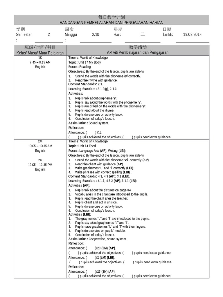 Lesson Plans For Reference | PDF | English Language | Vocabulary