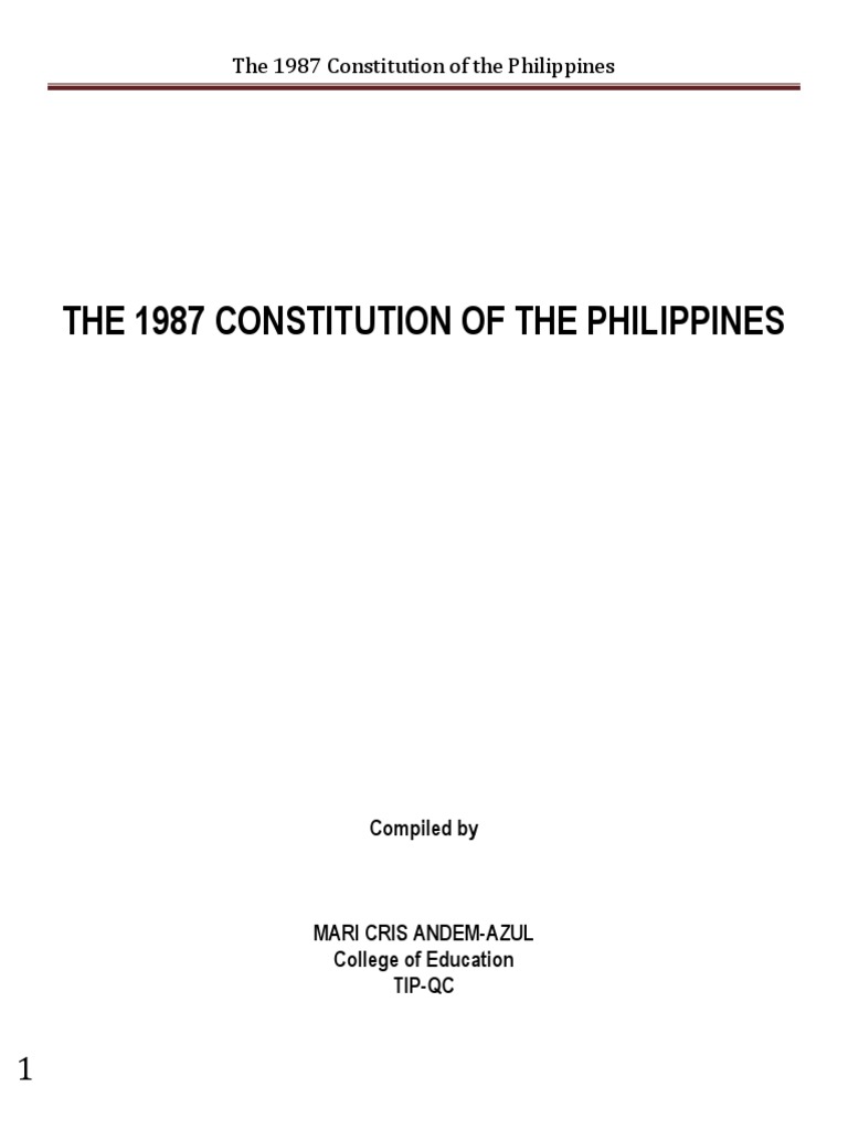 The 1987 Philippine Constitution | PDF | Constitutional Amendment ...