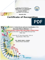 Certificate of Recognition: Second Place Winner