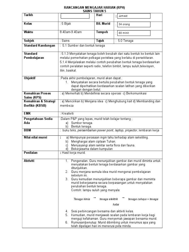 5 1 3 Perubahan Bentuk Tenaga Pdf