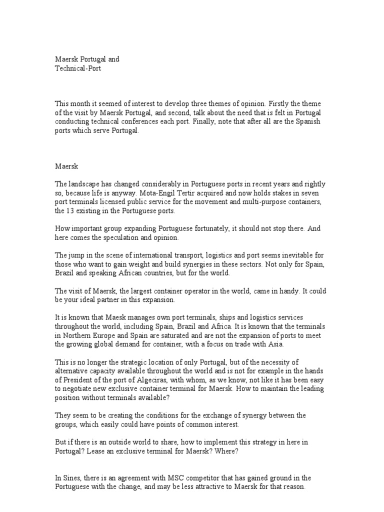 Maersk Portugal and TechnicalPort PDF Portugal Port