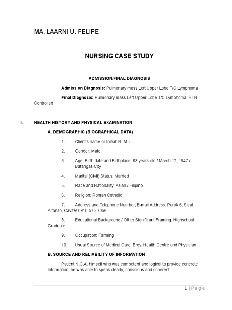 Nursing Case Study Lymphoma PDF Lymphatic System Anatomical Terms Of Motion