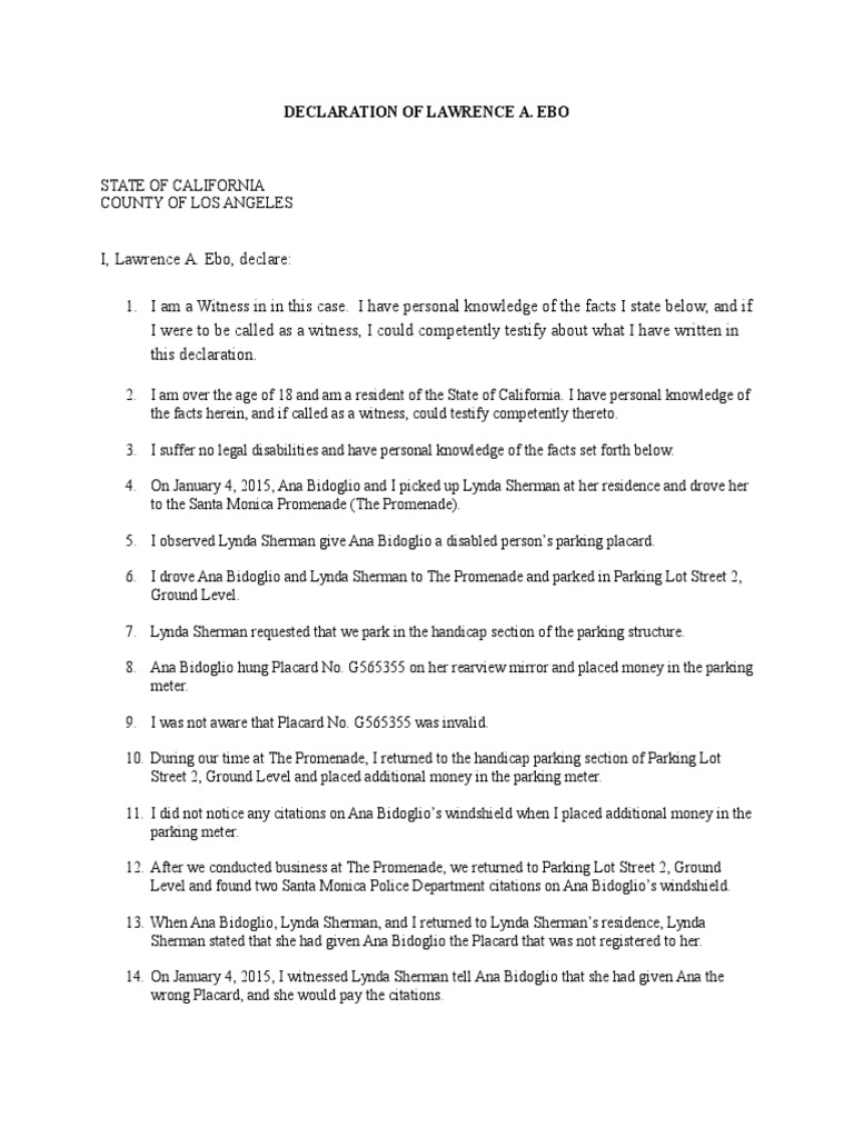 Witness Declaration by Lawrence A. Ebo | PDF | Justice | Crime & Violence