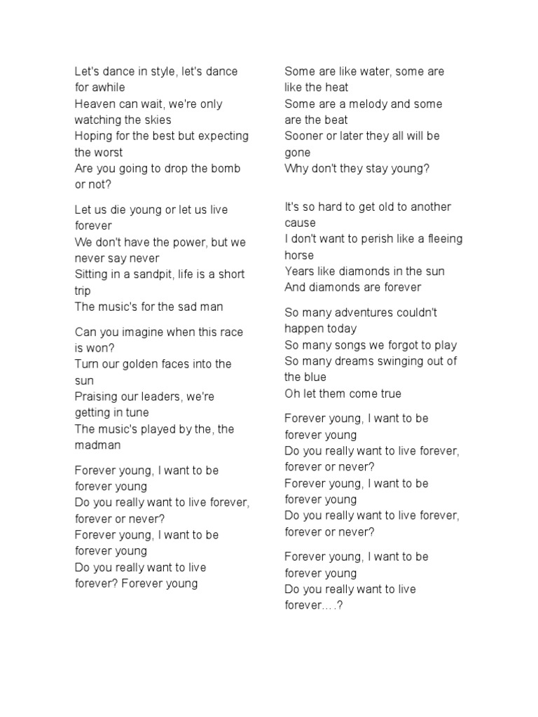 Alphaville Forever Young Original Lyrics Songs Recorded Music
