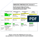 Year 10 June Examination Timetable 2015, Semester 1