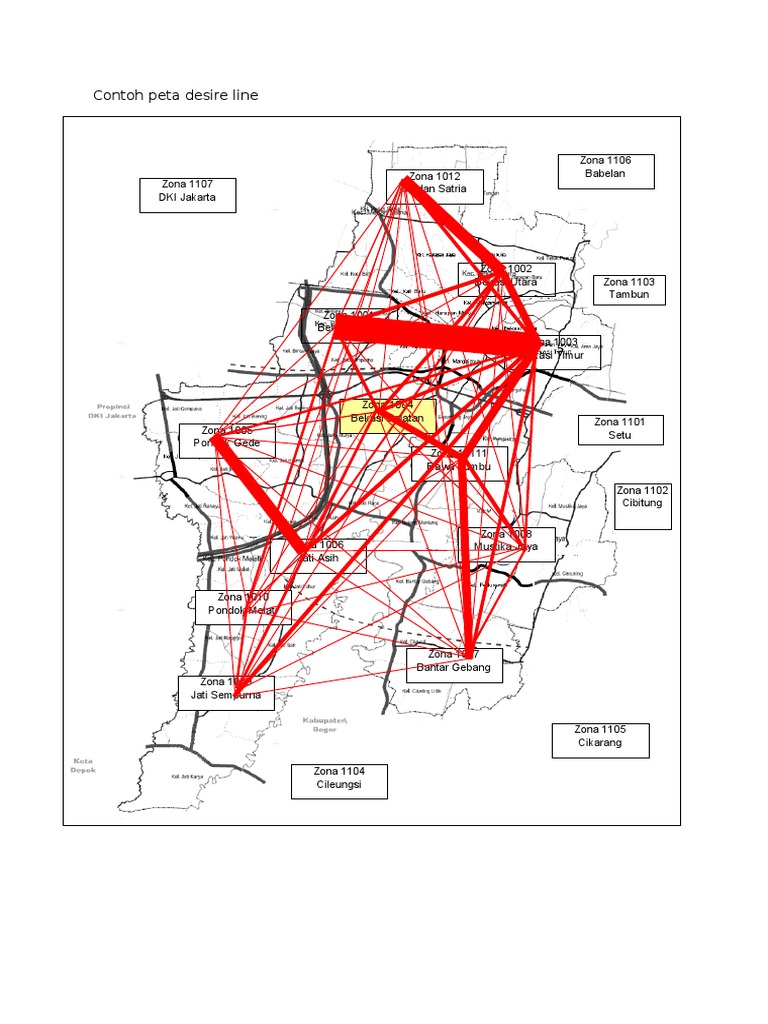 Desire Line Map of Bekasi City and Surrounding Areas | PDF