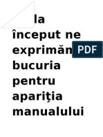 De La Început Ne Exprimăm Bucuria Pentru Apariţia Manualului