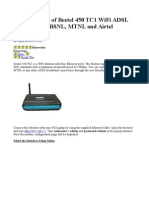 Configuration of Beetel 450 TC1 WiFi ADSL Modem For BSNL