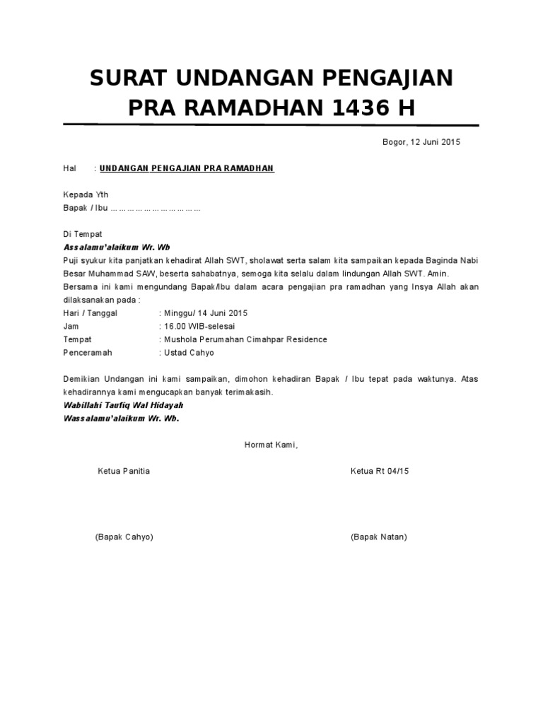 58+ Contoh Undangan Pengajian Di Mushola Terbaru