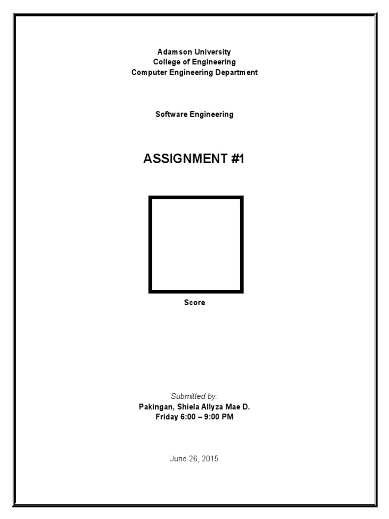 Assignment #1: Adamson University College of Engineering Computer ...