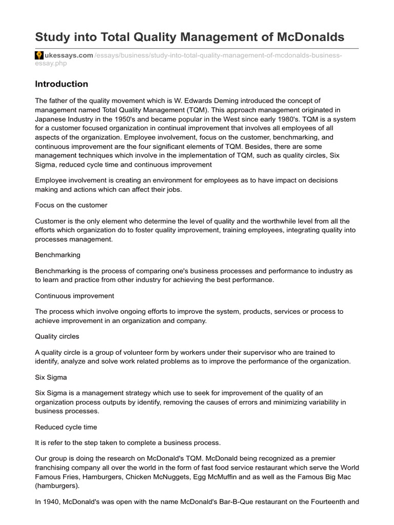 Mcdonald's operations management pdf image