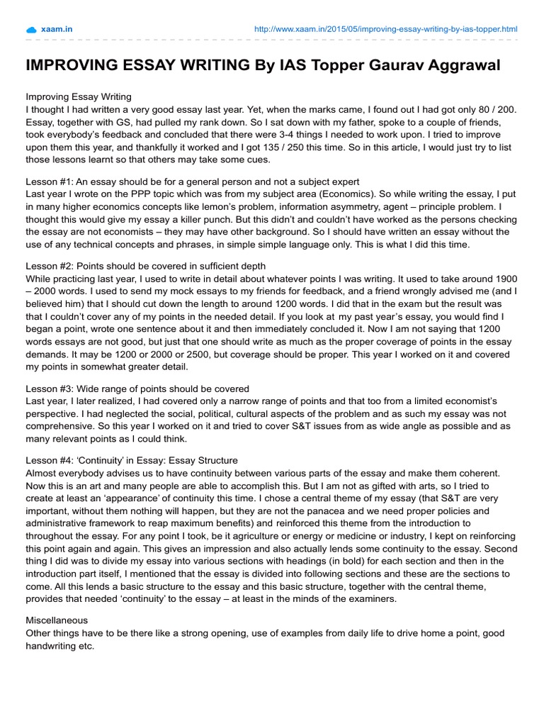 Essay written by ias toppers image