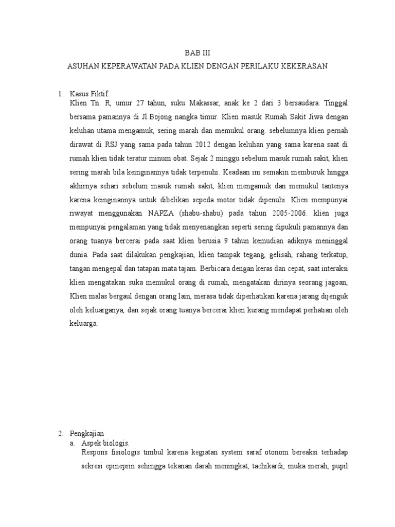 Kasus Perilaku Kekerasan