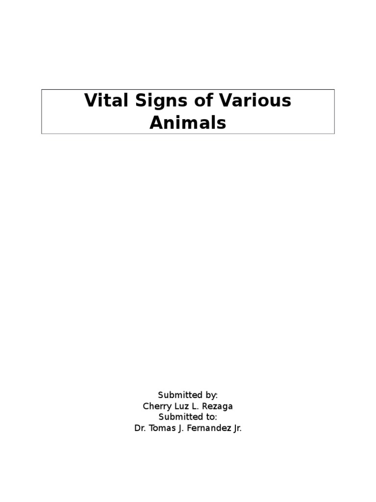 Vital Signs of Animals | PDF | Pulse | Heart Rate