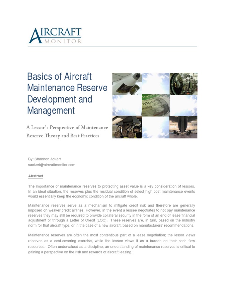 Aircraft Maintenance Reserve Management | PDF | Lease | Takeoff