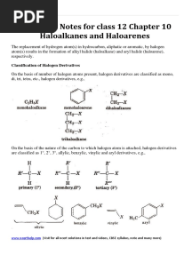 Chemistry Notes For Class 12 Chapter 10 Haloalkanes and Haloarenes