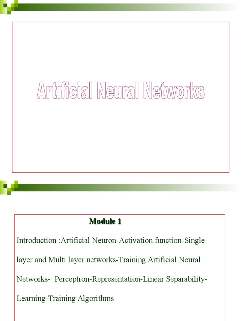 Introduction to Artificial Neural Networks | PDF | Artificial Neural ...