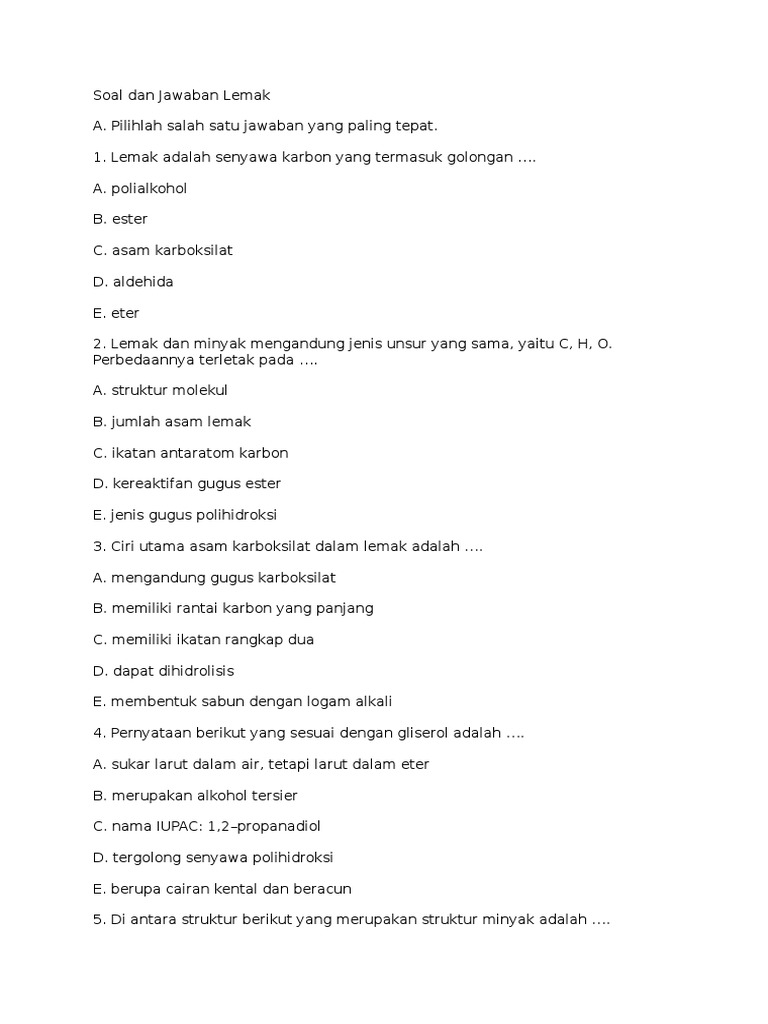 Soal Dan Jawaban Lemak