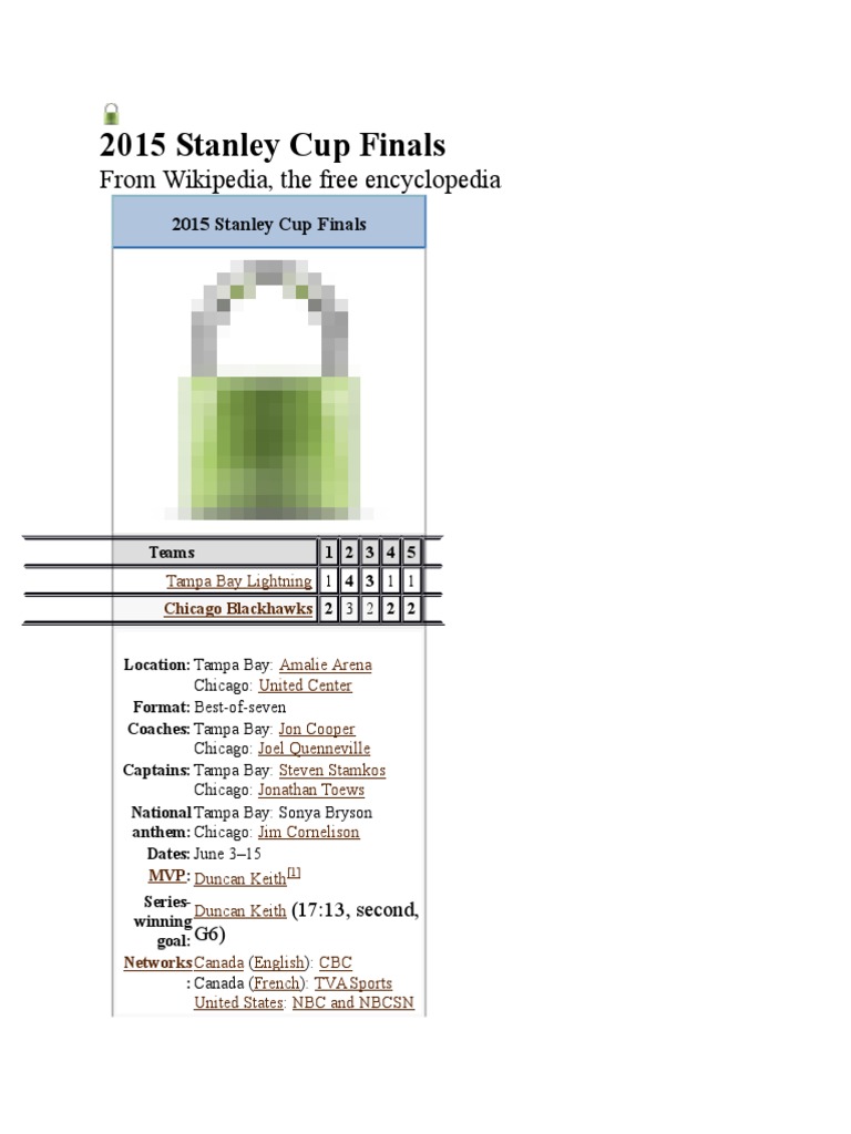 2015 Stanley Cup Finals: From Wikipedia, The Free Encyclopedia | PDF