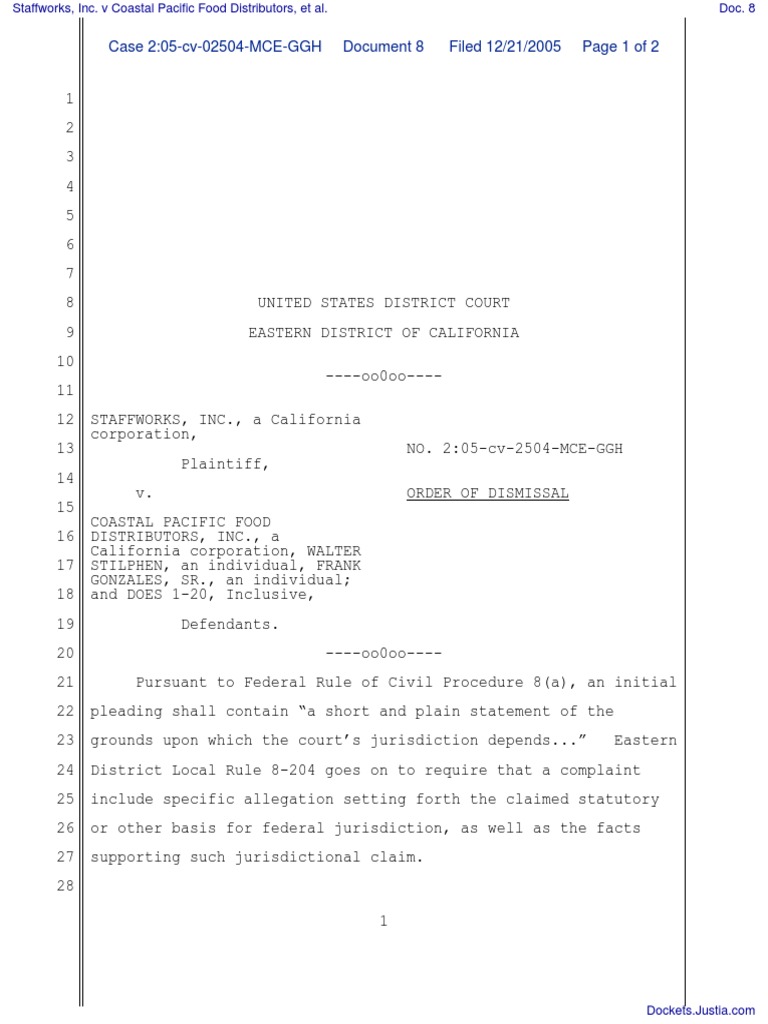 Federal Court Dismissal Order | PDF | Federal Rules Of Civil Procedure ...