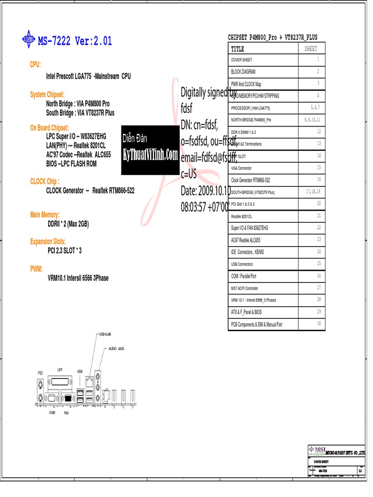 Msi Ms 7222 Rev 3 0 Sch Pdf Bios Usb