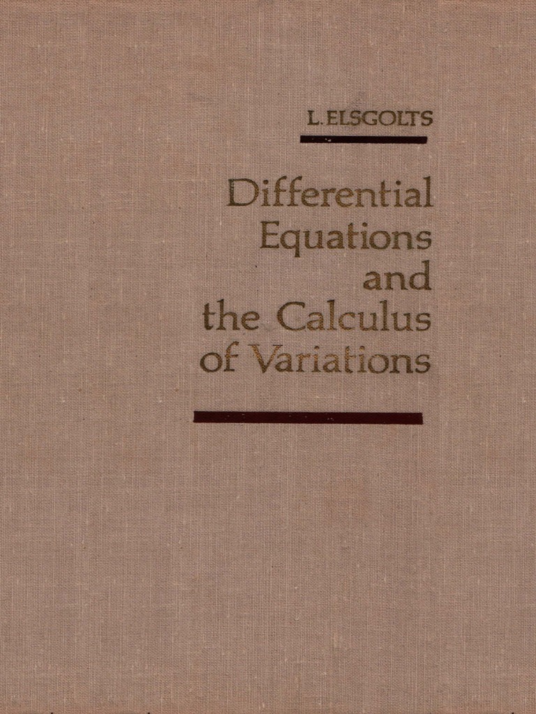 Elsgolts Differential Equations and The Calculus of Variations PDF
