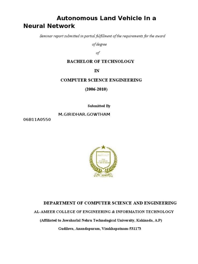 Autonomous Land Vehicle in A Neural Network PDF Road Artificial