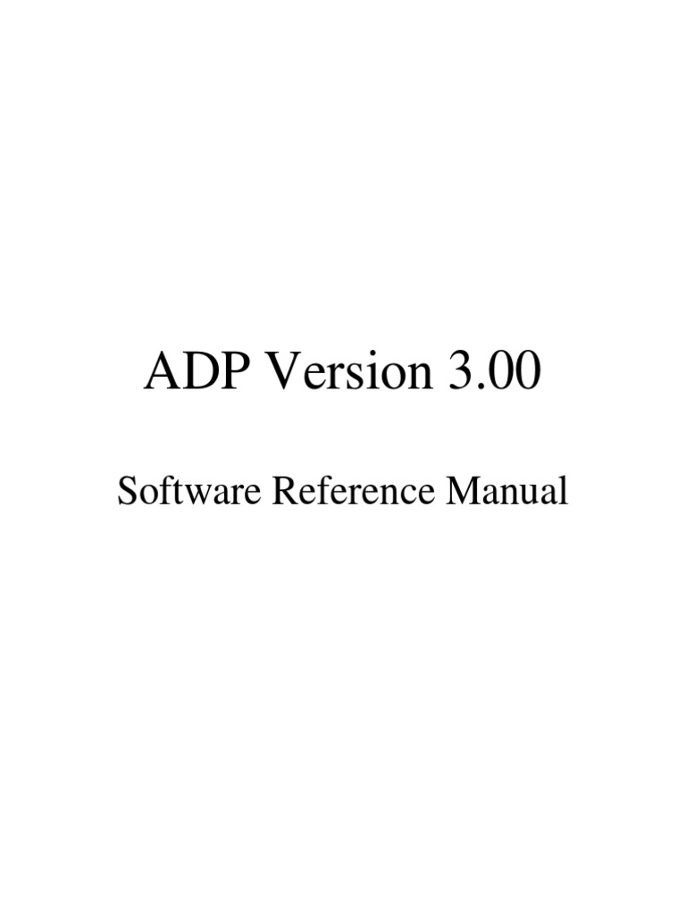 ADP Version 3.00 Software Manual | PDF | Button (Computing) | Typefaces